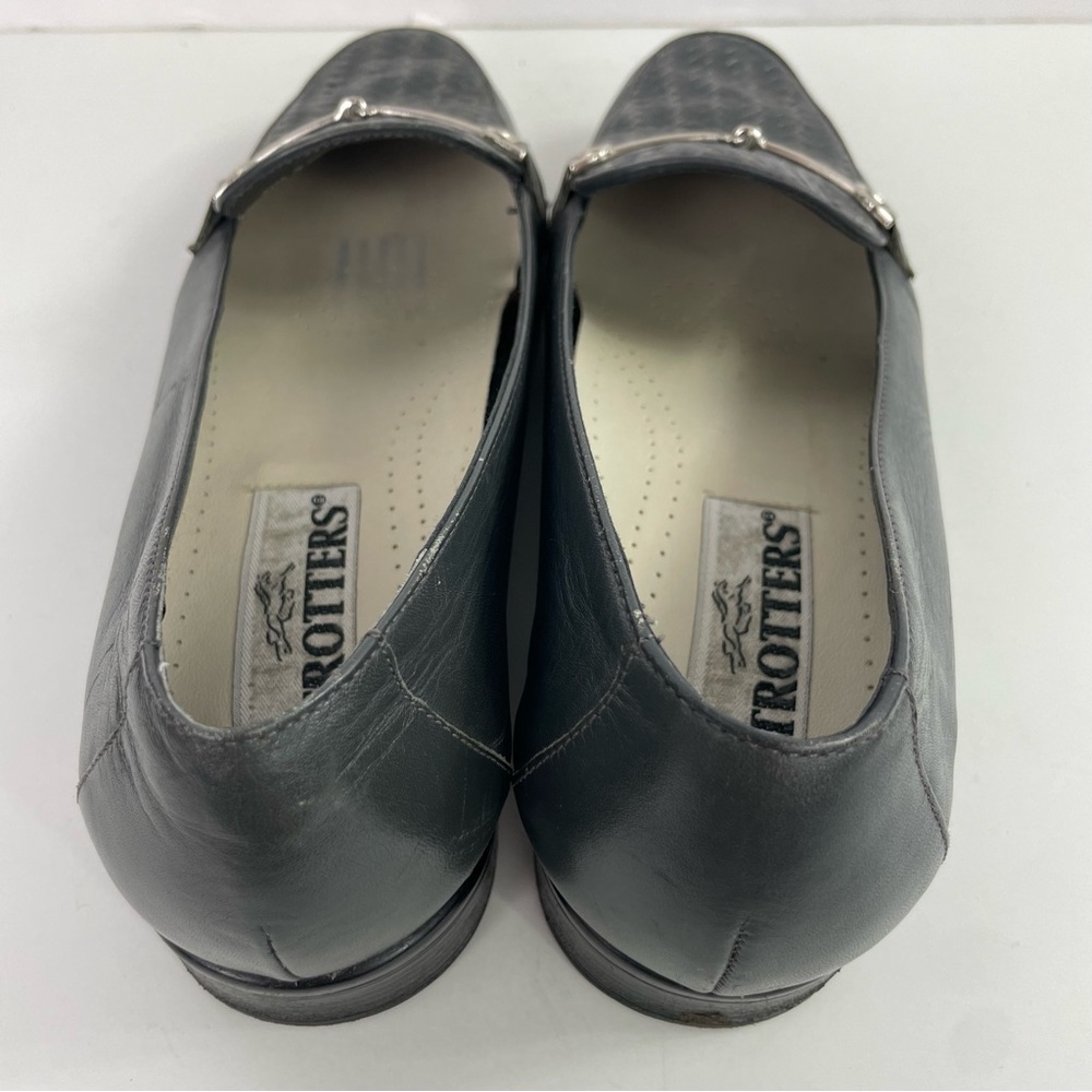Trotters‎ Vintage Haley Grey Herringbone Woven Leather Horse Bit Classic Loafer - Picture 11 of 15